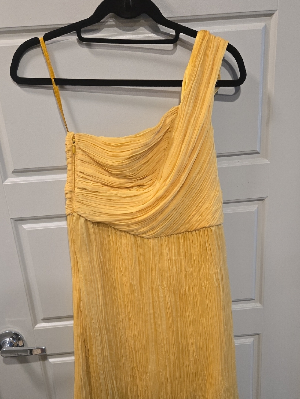 The Limited Yellow One-Shoulder Pleated Dress